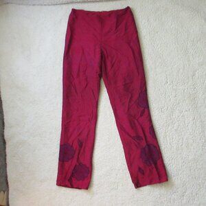 Muse Women's Pink Iridescent Style Pants with Purple Beaded Floral Pattern 2